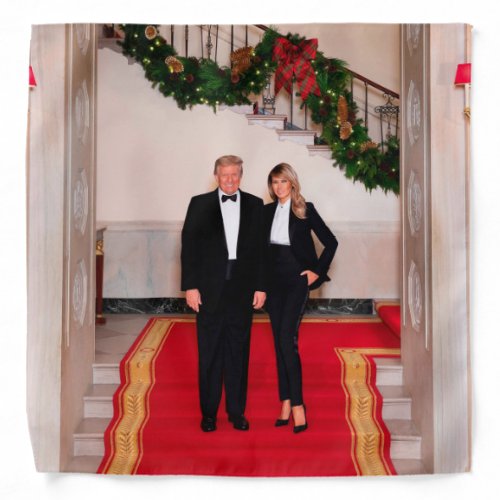 Christmas steps President Donald Trump  Melania Bandana