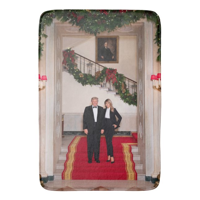 Christmas steps President Donald Trump & Melania Bath Mat (Front Vertical)