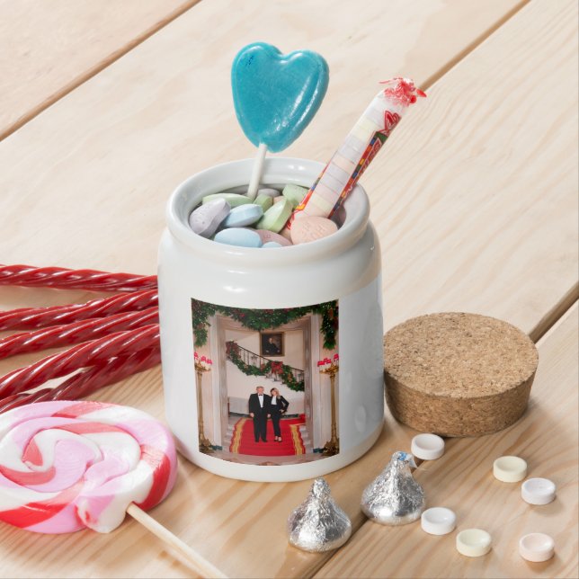 Christmas steps President Donald Trump & Melania Candy Jar (In Situ)