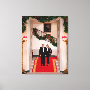 Christmas steps President Donald Trump & Melania Canvas Print