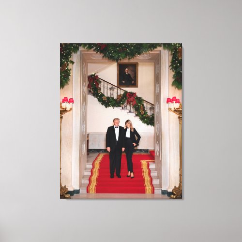 Christmas steps President Donald Trump  Melania Canvas Print