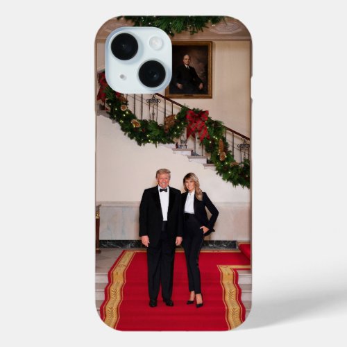 Christmas steps President Donald Trump  Melania iPhone 15 Case