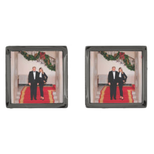 Christmas steps President Donald Trump & Melania Cufflinks