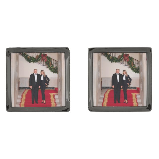 Christmas steps President Donald Trump & Melania Cufflinks (Front)