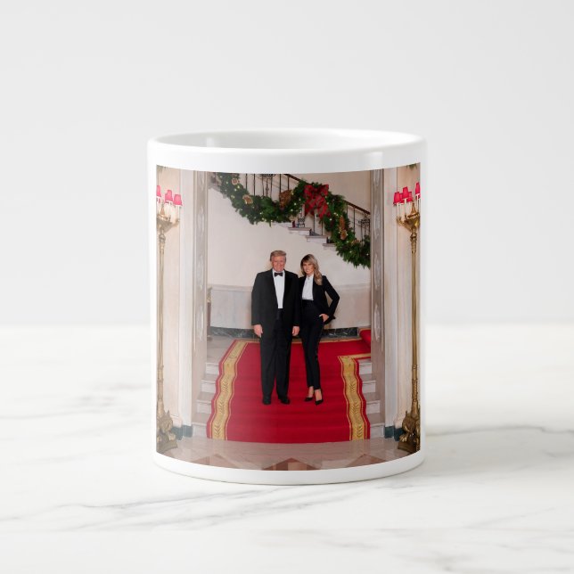 Christmas steps President Donald Trump & Melania Giant Coffee Mug (Front)