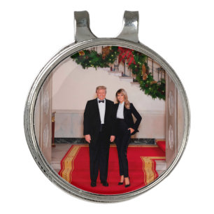 Christmas steps President Donald Trump & Melania Golf Hat Clip