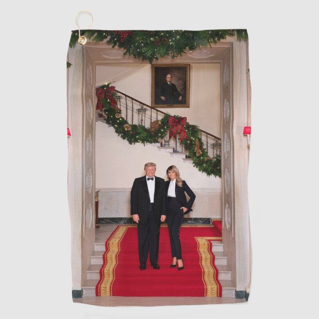 Christmas steps President Donald Trump & Melania Golf Towel (Front)