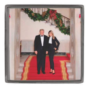 Christmas steps President Donald Trump & Melania Gunmetal Finish Lapel Pin