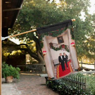Christmas steps President Donald Trump & Melania House Flag