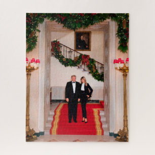 Christmas steps President Donald Trump & Melania Jigsaw Puzzle