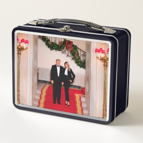 Christmas steps President Donald Trump  Melania Metal Lunch Box