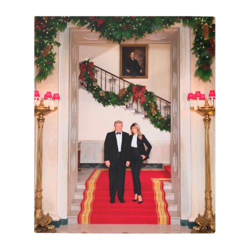Christmas steps President Donald Trump  Melania Metal Print