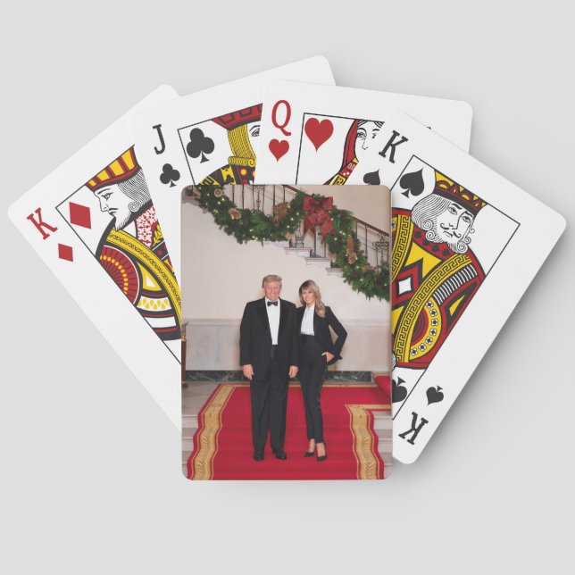Christmas steps President Donald Trump & Melania Poker Cards (Back)