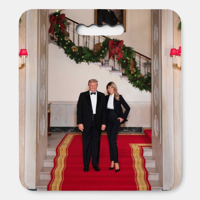 Christmas steps President Donald Trump & Melania Seat Cushion (Front Vertical)