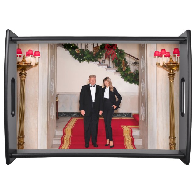 Christmas steps President Donald Trump & Melania Serving Tray (Front)