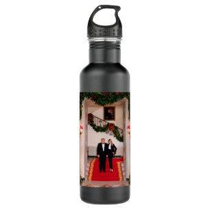 Christmas steps President Donald Trump & Melania Stainless Steel Water Bottle