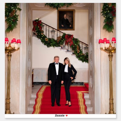 Christmas steps President Donald Trump  Melania Sticker