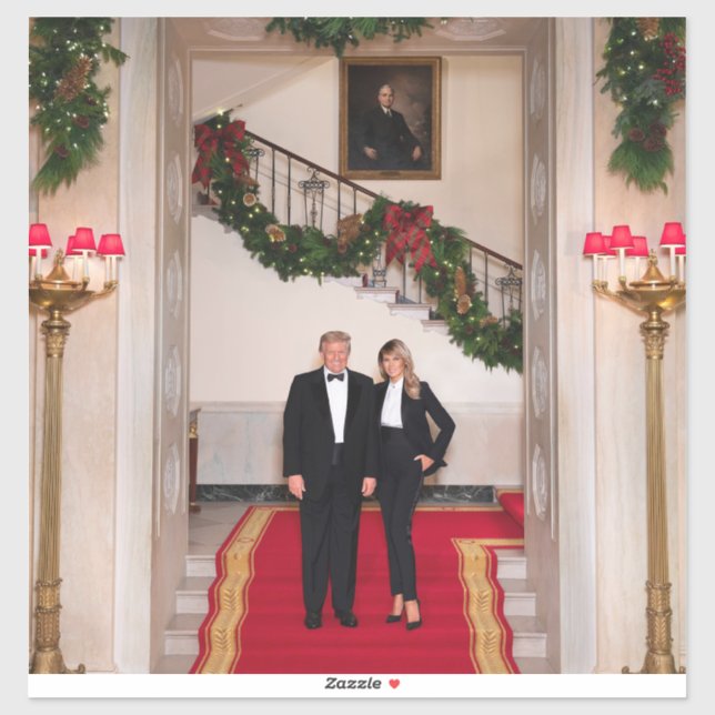 Christmas steps President Donald Trump & Melania Sticker (Sheet)