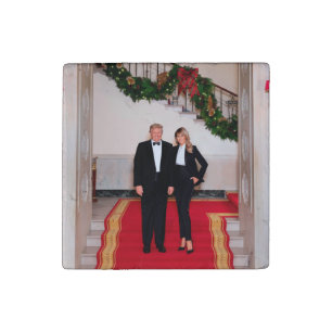 Christmas steps President Donald Trump & Melania Stone Magnet