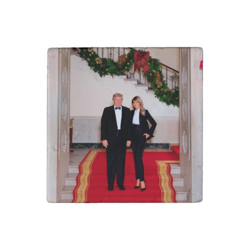 Christmas steps President Donald Trump  Melania Stone Magnet