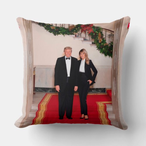 Christmas steps President Donald Trump  Melania Throw Pillow