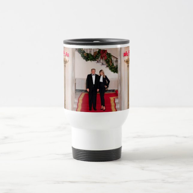 Christmas steps President Donald Trump & Melania Travel Mug (Center)