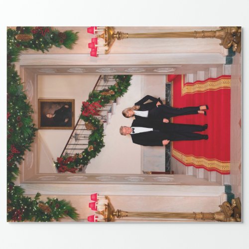 Christmas steps President Donald Trump  Melania Wrapping Paper
