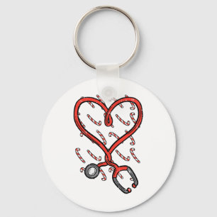 Christmas Stethoscope Nurse Xmas Nursing Scrub Top Keychain