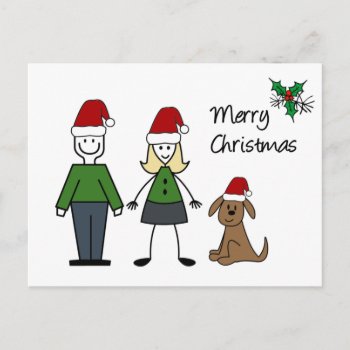 Christmas Stick Figures Holiday Postcard by holiday_tshirts at Zazzle