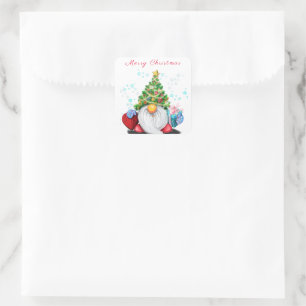 Christmas Sticker Cute Gnome with Gifts