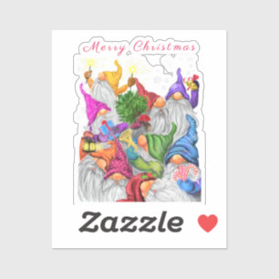 Christmas Sticker Gift Gnomes Party Cartoon