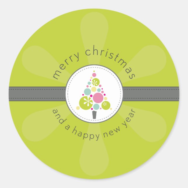CHRISTMAS STICKER :: modern spotty tree 3 (Front)