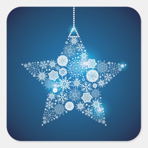 Christmas Sticker_Snowflakes Star Square Sticker