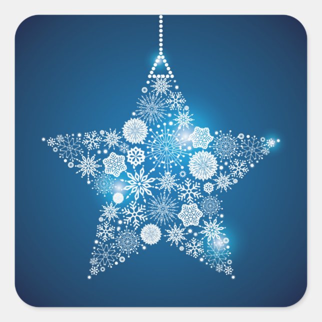 Christmas Sticker-Snowflakes Star Square Sticker (Front)