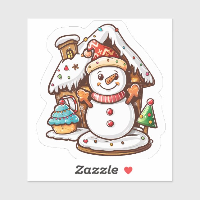 Christmas Sticker: Snowman & Gingerbread Sticker (Sheet)