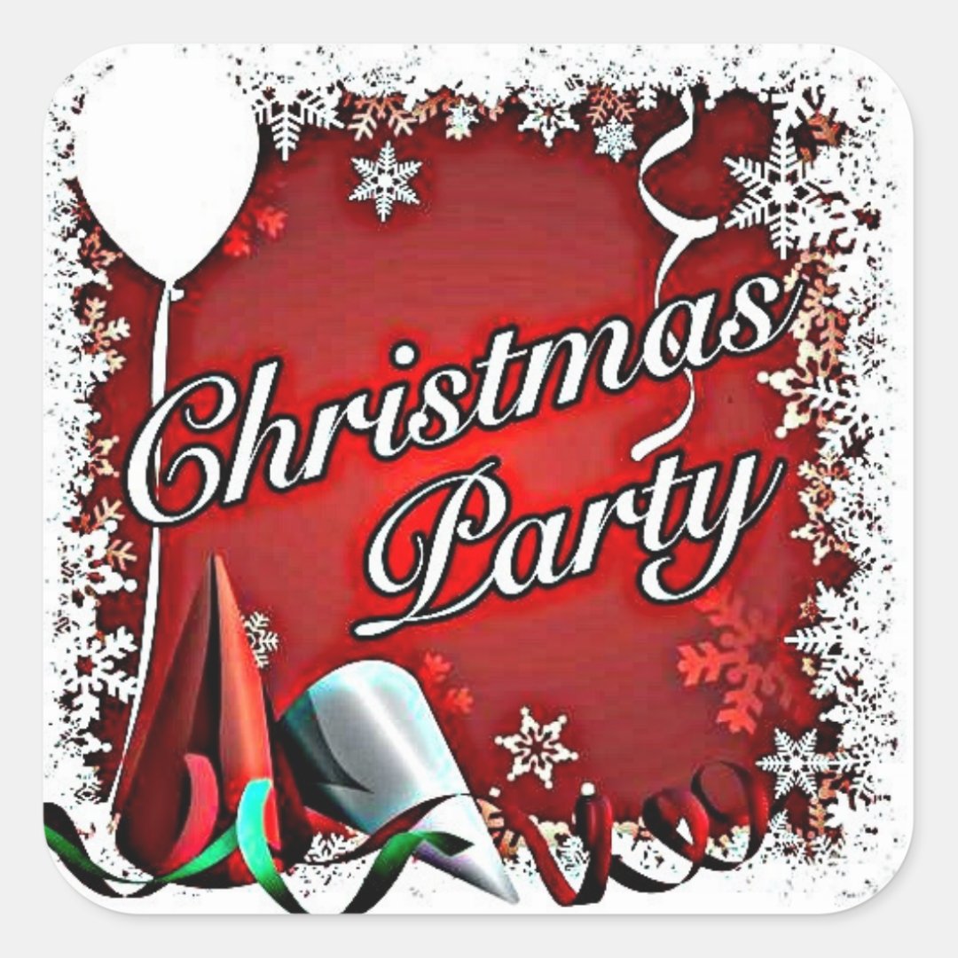 *CHRISTMAS STICKER* WITH *PARTY MERRY CHRISTMAS* SQUARE STICKER | Zazzle