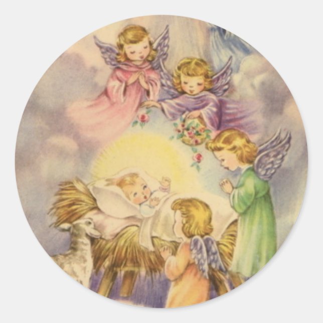 Christmas Stickers/Baby Jesus Classic Round Sticker (Front)