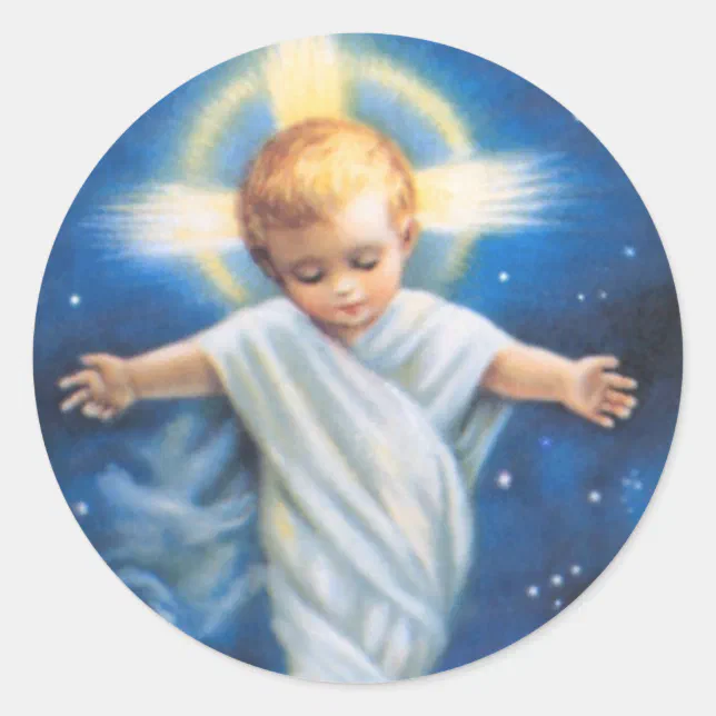 Jesus Born Sticker Christmas Stickers/Baby Jesus Classic Round Sticker | Zazzle