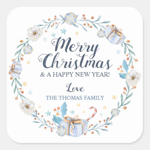 Christmas Stickers Blue Christmas Labels