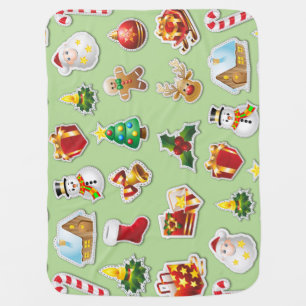 Christmas Stickers Festive Pattern Baby Blanket