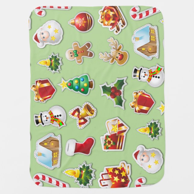 Christmas Stickers Festive Pattern Baby Blanket (Front)