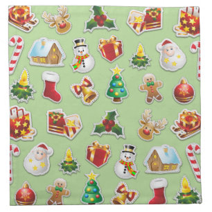 Christmas Stickers Festive Pattern Cloth Napkin