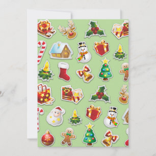 Christmas Stickers Festive Pattern Holiday Card