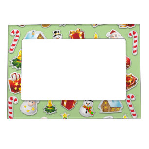 Christmas Stickers Festive Pattern Magnetic Frame