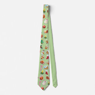 Christmas Stickers Festive Pattern Neck Tie