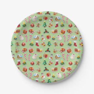 Christmas Stickers Festive Pattern Paper Plates