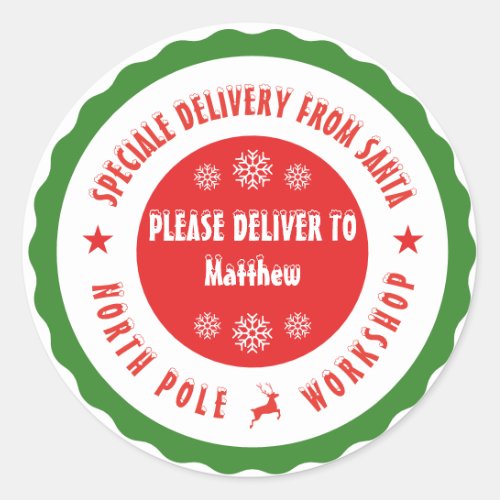 Christmas stickers from santa Workshop north pole
