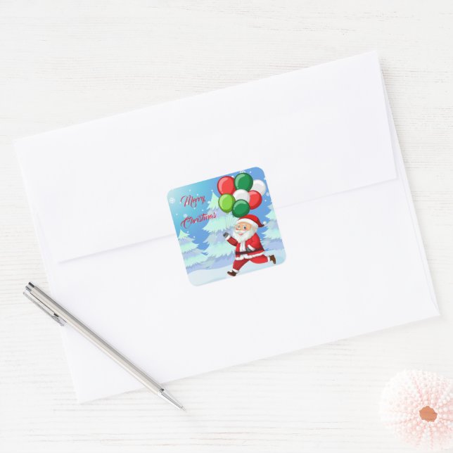 Christmas Stickers-Santa Square Sticker (Envelope)