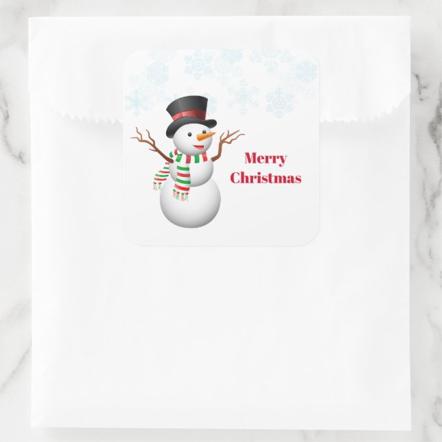 Christmas Stickers-Snowman Square Sticker (Bag)