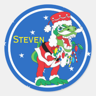 Christmas Stickers TySANTAsaurus Rex 2 Personalize